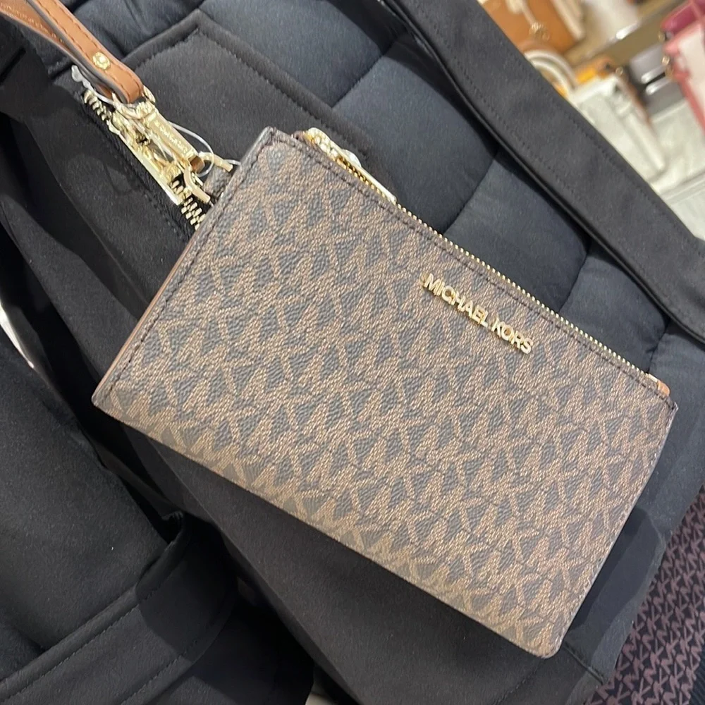 Michael Kors Jet Set Travel Large Double-Zip Wristlet-Wallet-Phone Holder NWT